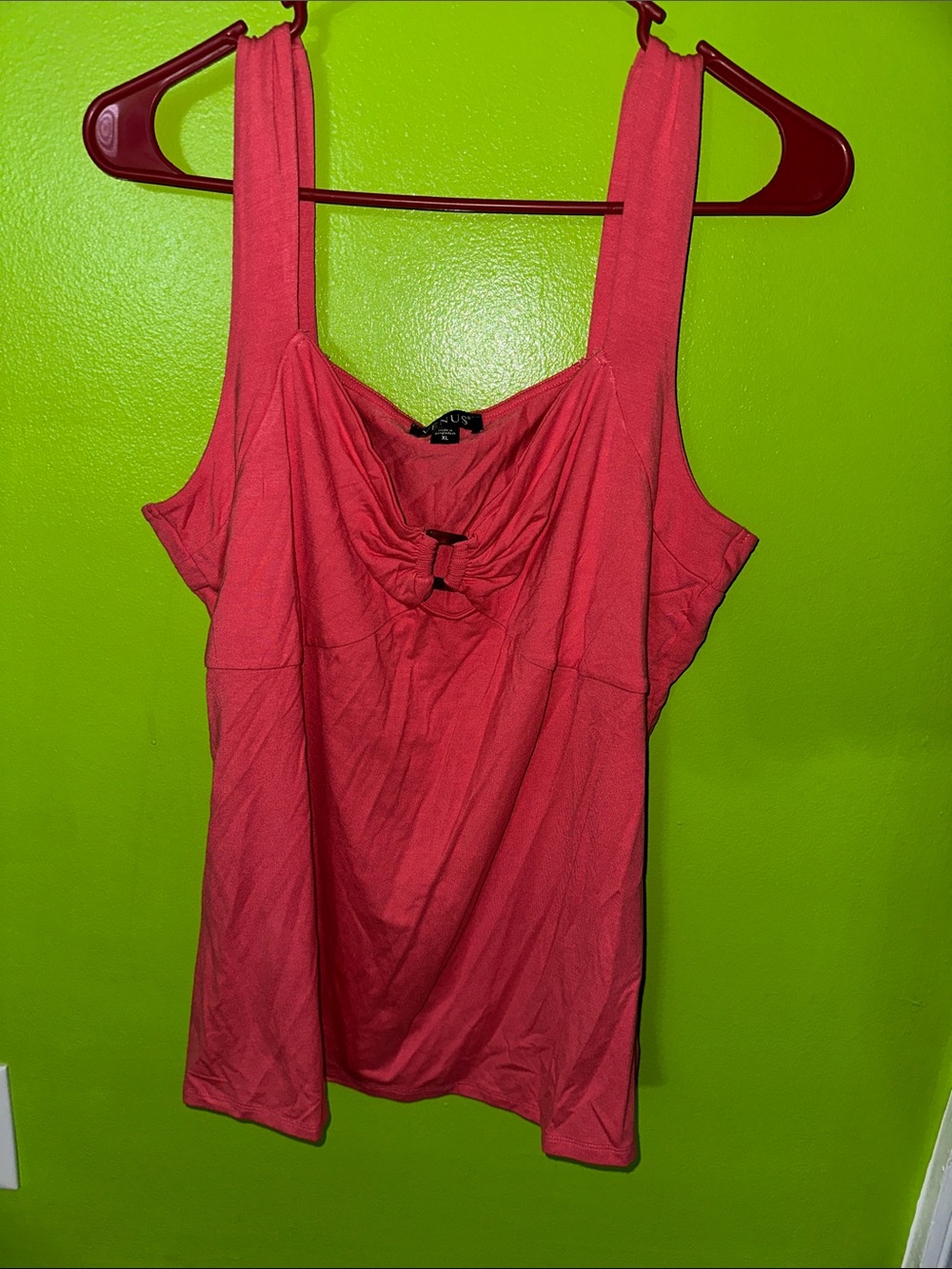 VENUS Coral Pink red Knot-Front Tank Top